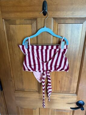 Bando x Citrine Burgundy and Light Pink Striped Swimsuit size S